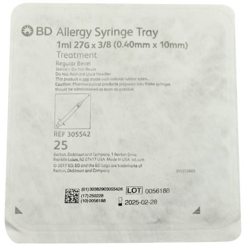BD Allergist Tray with Permanently Attached Needle