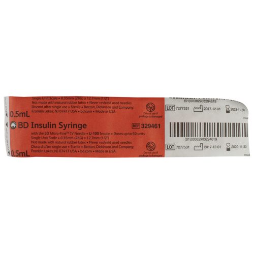 BD Lo-Dose Insulin Syringe with Permanently Attached Micro-Fine IV Needle