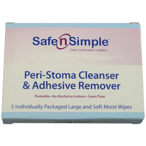 Safe n' Simple No-Sting Peri-Stoma Cleanser & Adhesive Remover Wipe (5"x7" Box of 5)