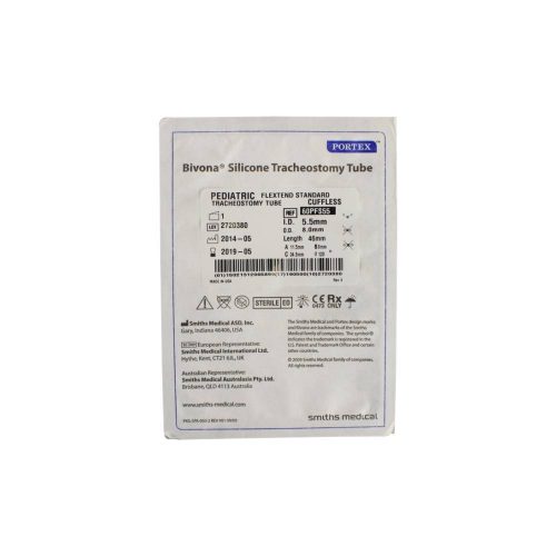 Bivona Uncuffed Pediatric Flextend Plus Standard V Flange Tracheostomy Tubes