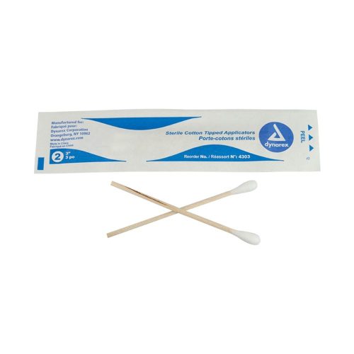 Dynarex Cotton Tipped Wood Applicators 2's - Sterile