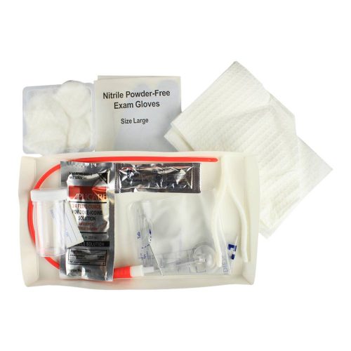 Dover Closed Urethral Tray with Hydrogel Coated Red Rubber Catheter