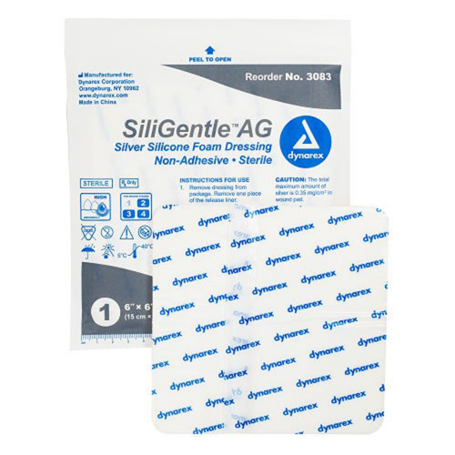 SiliGentle AG Silver Silicone Foam Dressing Non-Adhesive