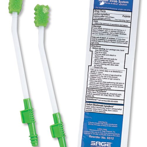 Sage Single-Use Oral Swab System with Perox-A-Mint Solution without Mouth Moisturizer