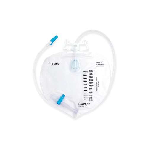TruCath 2000 ml Night Drainage Bag with T-Tap Drainage Port, Drip Chamber, and Sample Port